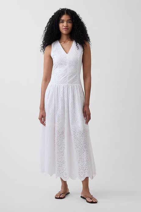 Gap Eyelet Drop-Waist Maxi Dress