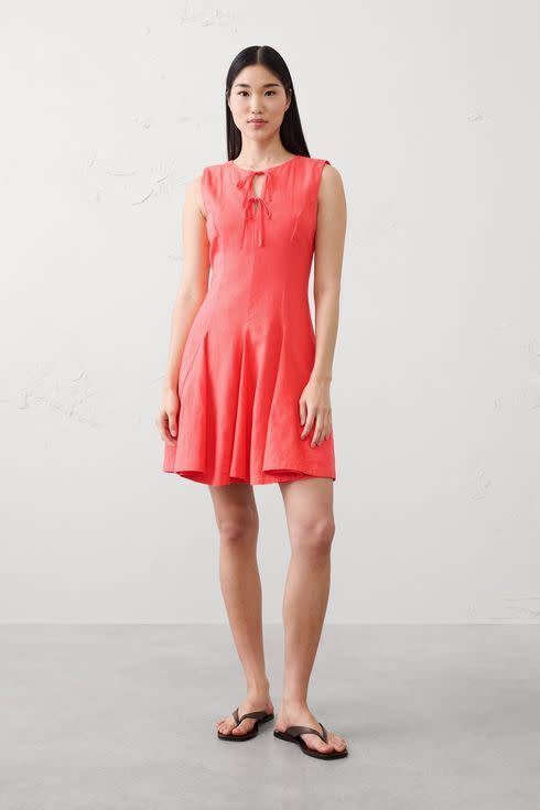 Banana Republic Linen-Blend Tie-Front Mini Dress