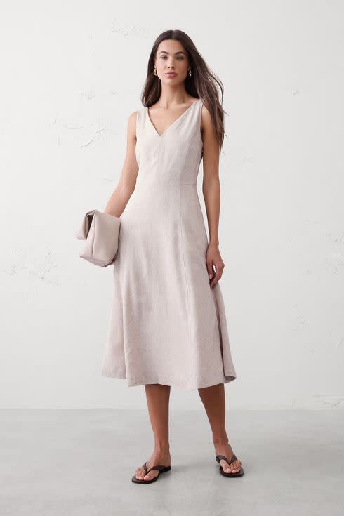 Banana Republic Factory Linen-Blend Drapey Midi Dress