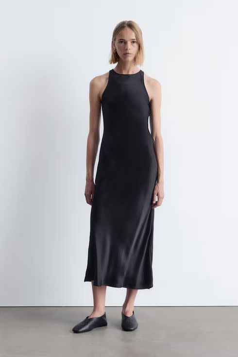 & More Stories Sleeveless Satin Midi Dress
