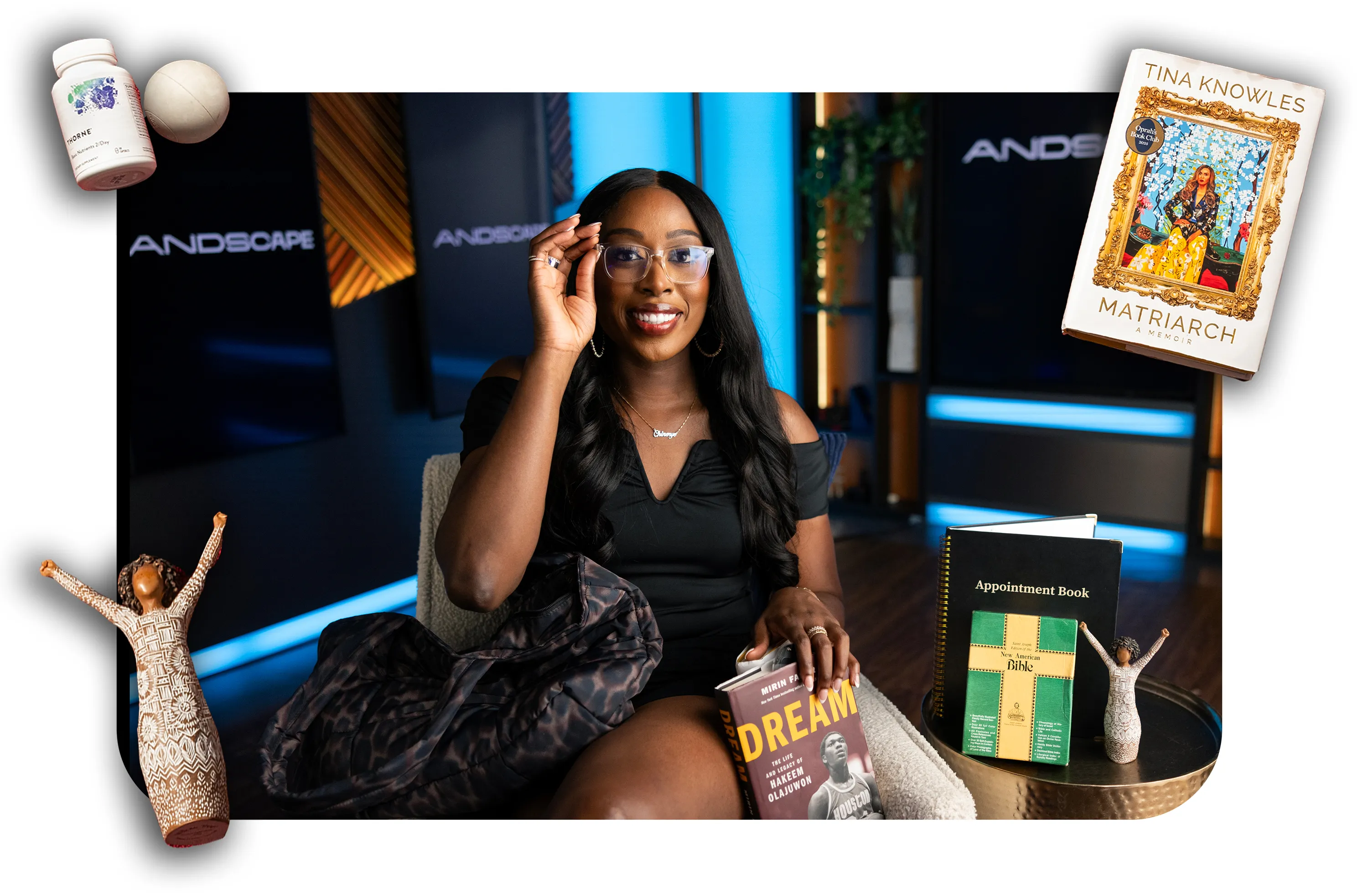 Chiney Ogwumike who is surrounded by him must have travel stuff.