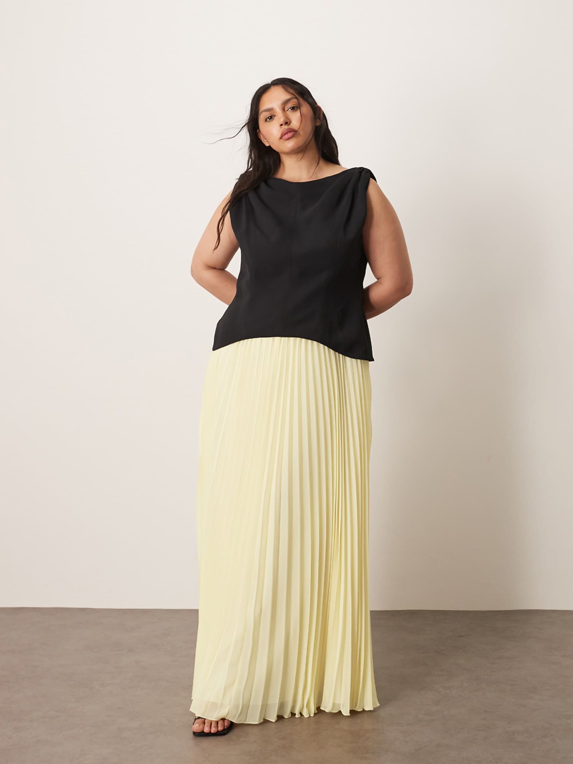 Style the Off-Shoulder Wrap Skirt Hybrid Maxi Dress in Black and Buttermilk Contrast